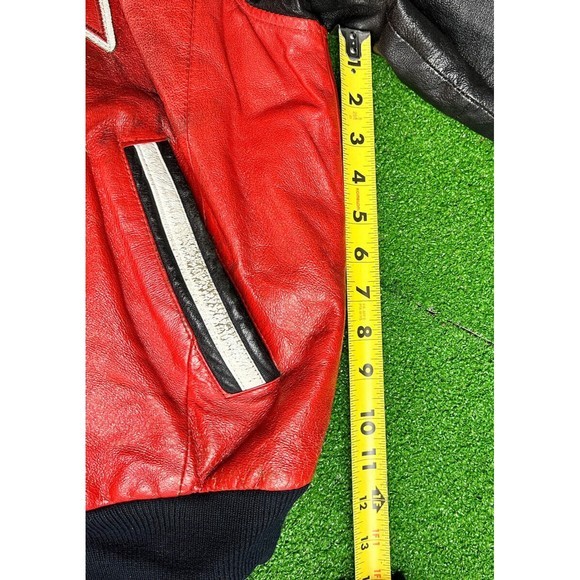 Vintage USA Michael Hoban Mens Patrotic Leather Bomber Jacket WHEREMI 1991 XL - Picture 7 of 7